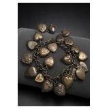Sterling Silver Heart Charm Bracelet 36g