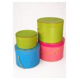 Vintage Colorful Round Hat Box Set of 4