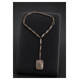 Art Deco Engraved Watch Fob With Chain