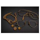 Gold-Filled Chain, Eyeglasses & Pin Lot