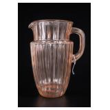 Anchor Hocking Pillar Optic Pink Glass Pitcher