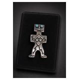 Navajo Sterling Silver Turquoise Kachina Pin