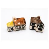 Pair of Pottery Cottage Figurines