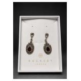 Buckley Sterling Silver Diamond Garnet Earrings