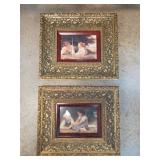 Pair Of Ornate Framed Prints Depicting Children