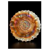 Dugan Apple Blossom Carnival Glass Bowl