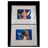Jimmy Ellis Signed Dog Art Prints, 2004 Pair