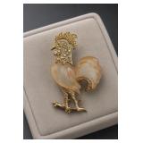 Trifari Strutting Rooster Rhinestone Brooch