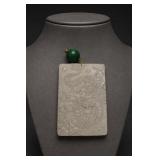 Chinese White Jade Dragon Phoenix Pendant