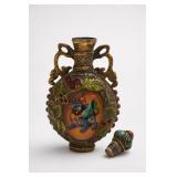 Chinese Inlaid Painted Snuff Bottle With Stopper