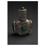 Chinese Cloisonné-Style Snuff Bottle With Stopper