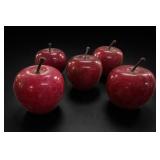 Red Marble Apple Paperweight Set Of 5