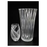 Etched Leaf Tumbler & Ribbed Glass Vase Set