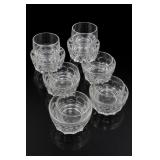 Six Clear Pressed Glass Bowls Set