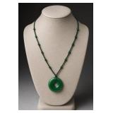 Jade Pendant Necklace With Beaded Cord