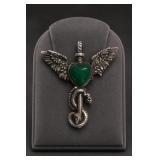 Jade Winged Heart Anchor Pendant