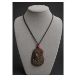 Carved Rooster Pendant Necklace