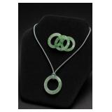 Jade Pendant Necklace With Three Jade Rings