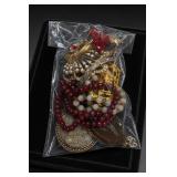 Mixed Beaded Jewelry Lot With Brooches & Pendants