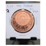 1917 Mexico 20 Pesos Copper Round