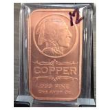 Indian Head .999 Fine Copper Bar, 1 AVDP Oz