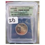 2000-S New Hampshire Quarter, PR69 DCAM, Silver