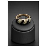 18K HGE Black Enamel Ring, Size 8.5