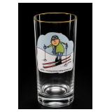 Ashby Christie Skiing Tumbler Gold Rim