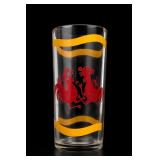 Vintage Red Rooster Yellow Stripe Drinking Glass