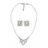 Rhinestone Necklace & Earrings Set