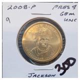 2008-P Andrew Jackson Presidential Dollar, Gem UNC