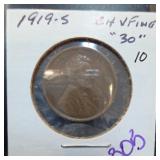 1919-S Lincoln Wheat Cent, Very Fine