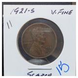 1921-S Lincoln Wheat Cent, Very Fine
