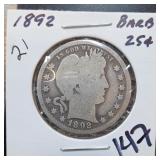1892 Barber Half Dollar, Silver