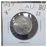 1937 Buffalo Nickel, AU-BU