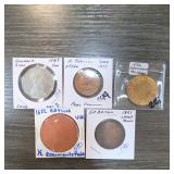 5-Piece Coin & Token Group: 1983 50c, 1936 Token