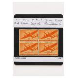 U.S. #C31 Twin Motored Plane Orange Stamp Block