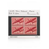 U.S. C25 Twin Motored Plane Block Of Four