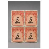 U.S. #J93 Postage Due 5 Cents Block Of 4