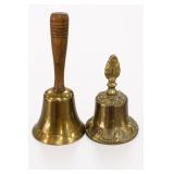 Vintage Brass & Wood Hand Bell Pair Vintage Brass & Wood Hand Bell Pair