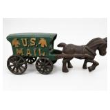 Cast Iron U.S. Mail Horse-Drawn Wagon Cast Iron U.S. Mail Horse-Drawn Wagon