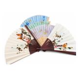 Chinese Folding Fan Set, Floral Designs Chinese Folding Fan Set, Floral Designs
