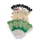 Folding Hand Fan Set, Floral & Lace Designs Folding Hand Fan Set, Floral & Lace Designs
