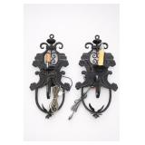 Spanish Revival Wrought Iron Wall Sconces Pair Spanish Revival Wrought Iron Wall Sconces Pair