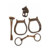 Horse Tack Assortment With Bits & Stirrups Horse Tack Assortment With Bits & Stirrups