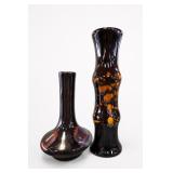 Pair of Brown Splotched Glazed Pottery Vases Pair of Brown Splotched Glazed Pottery Vases
