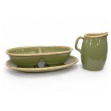 Hull Pottery Green Ceramic Serving Set Hull Pottery Green Ceramic Serving Set