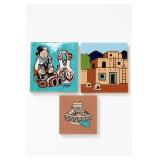 Cleo Teissedre 3 Hand Painted Ceramic Tiles Cleo Teissedre 3 Hand Painted Ceramic Tiles