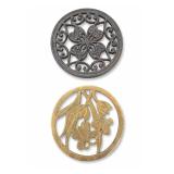 Set Of Two Metal Trivets, Floral Designs Set Of Two Metal Trivets, Floral Designs