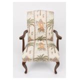 Large Scale Chinoiserie Palm Toile Arm Chair Large Scale Chinoiserie Palm Toile Arm Chair